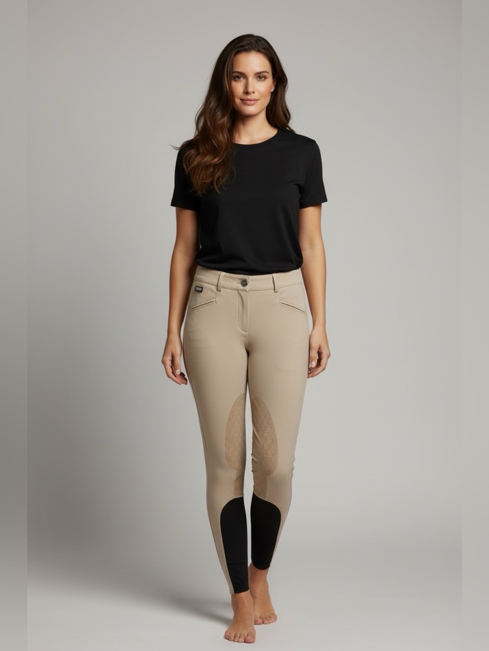 IAGO Italy Equestrian Riding Breeches Beige Knee Patch Horse Riding Pants IT 40